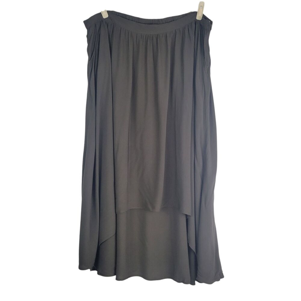 ModCloth Fervour Skirt Tiered Midi Side Zipper Pockets Womens 3X Brownish Gray